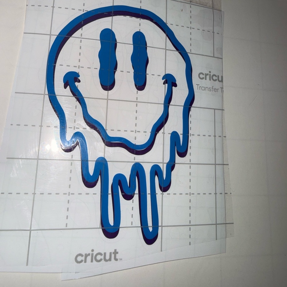 Blue Dripping Smiley Face Decal